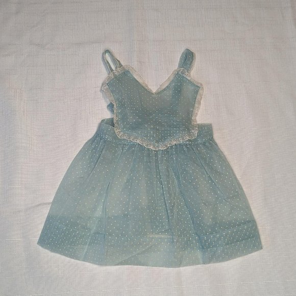 Other - Vintage Blue Apron White‎ Polka Dot Dress